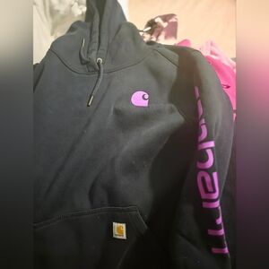 Carhartt Black Hoodie with Pink Accents